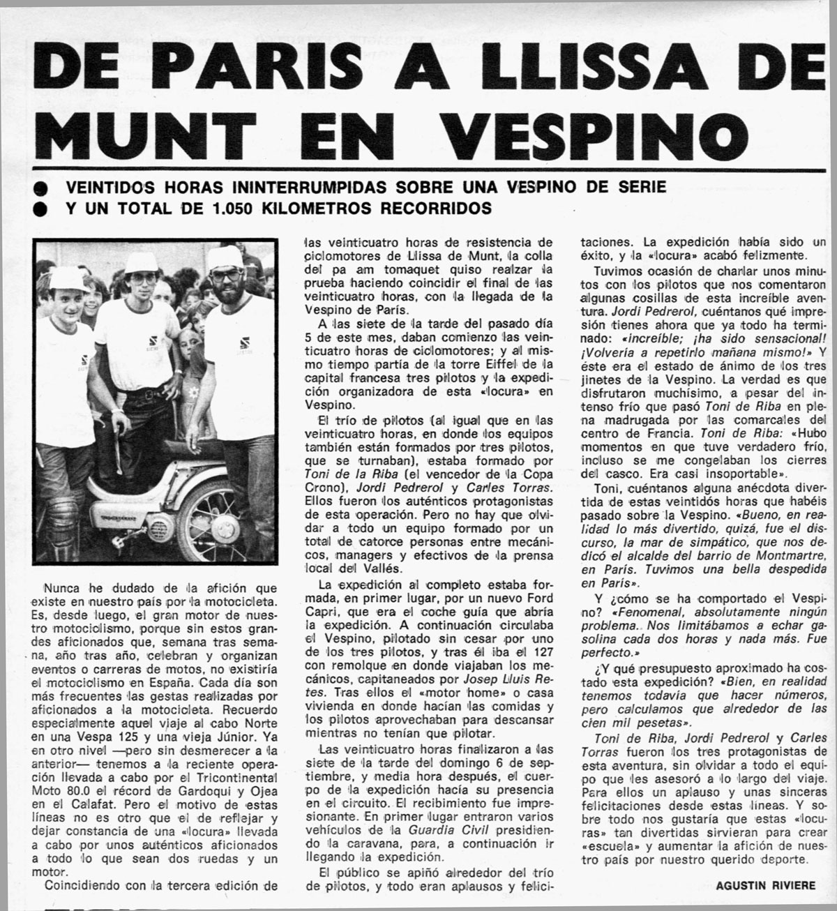 De París a Lliça de Munt en Vespino. 24 H 1981